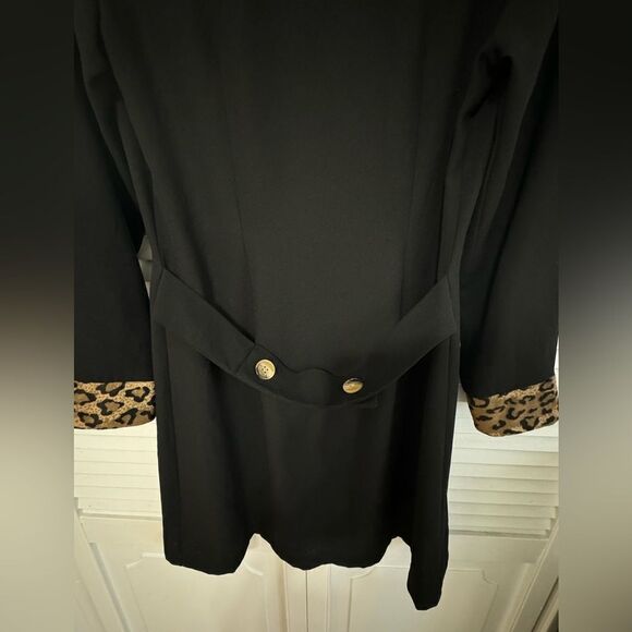 Leopard trim black longsleeve dress women’s small/medium - Picture 8 of 9